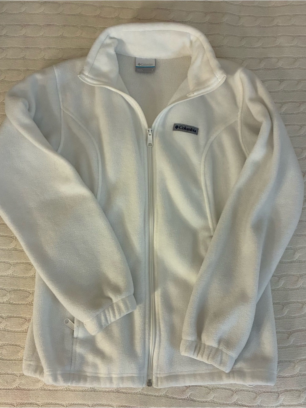 Columbia White Full-Zip Teddy Fleece Jacket